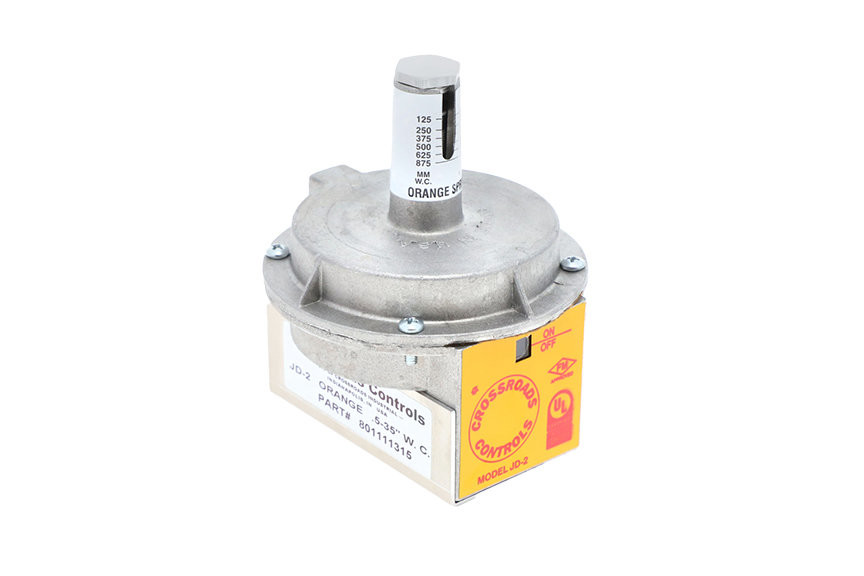 Antunes Single Pole Double Throw 5" - 35" W.C. Air Pressure Switch Auto Reset Front and Side With Model Number