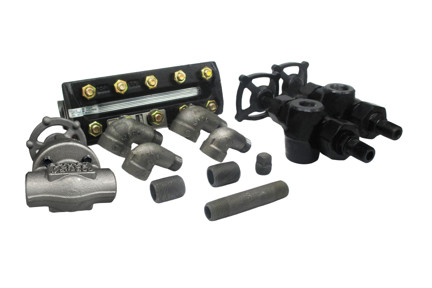 Jerguson Gauge Set w/ 66 valves & Fittings to Fit to MM157 includes Bonney 800# Gate