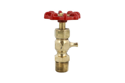 26-304-28 - 1/2" Polished Brass Compression Gauge Cock w/ Aluminum Wheel