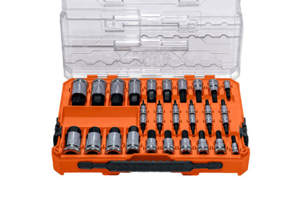 Knurled Hex Bit Socket Set, SAE and Metric, 32-Piece